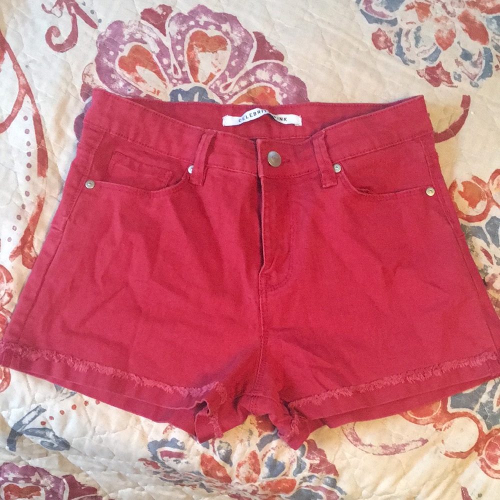 Red denim shorts size 7 Brand:Celebrity Pink